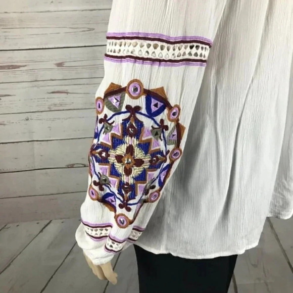 INC INTERNATIONAL CONCEPTS Embroidered Off The Shoulder Peasant Top, 0X - Picture 4 of 8